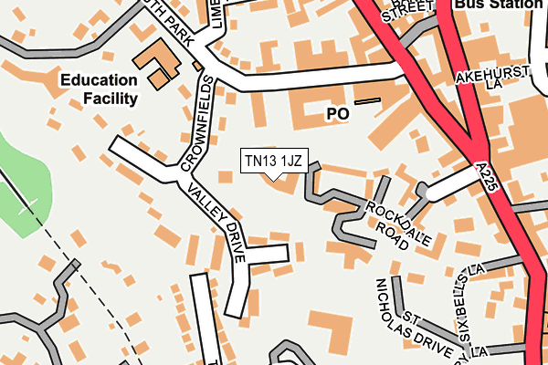 TN13 1JZ map - OS OpenMap – Local (Ordnance Survey) TN13 1JZ map - OS OpenMap – Local (Ordnance Survey)
