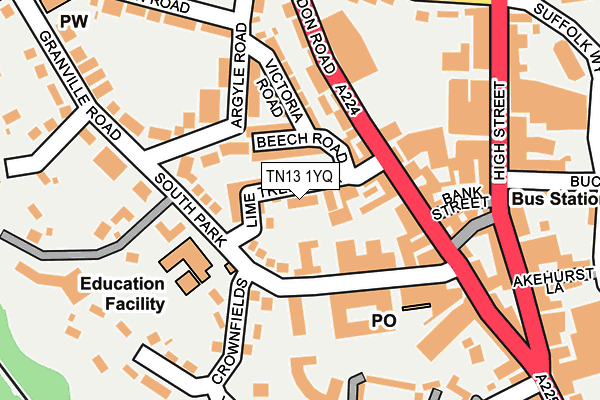 TN13 1YQ map - OS OpenMap – Local (Ordnance Survey) TN13 1YQ map - OS OpenMap – Local (Ordnance Survey)