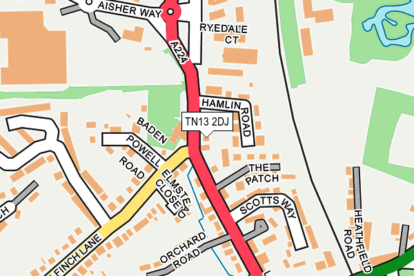 TN13 2DJ map - OS OpenMap – Local (Ordnance Survey) TN13 2DJ map - OS OpenMap – Local (Ordnance Survey)