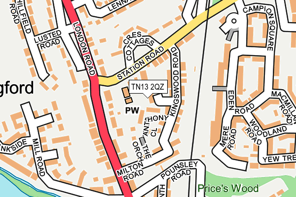 TN13 2QZ map - OS OpenMap – Local (Ordnance Survey) TN13 2QZ map - OS OpenMap – Local (Ordnance Survey)