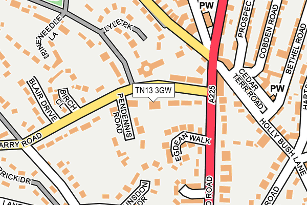 TN13 3GW map - OS OpenMap – Local (Ordnance Survey) TN13 3GW map - OS OpenMap – Local (Ordnance Survey)
