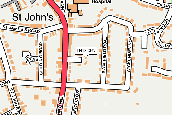 TN13 3PA map - OS OpenMap – Local (Ordnance Survey) TN13 3PA map - OS OpenMap – Local (Ordnance Survey)