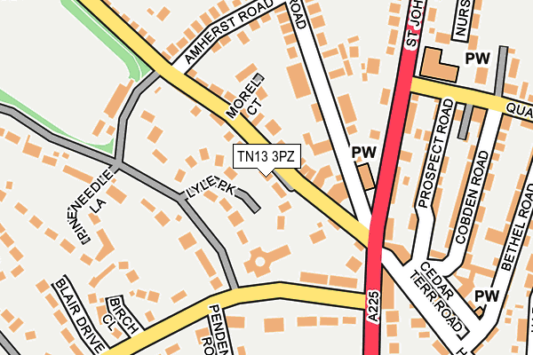 TN13 3PZ map - OS OpenMap – Local (Ordnance Survey) TN13 3PZ map - OS OpenMap – Local (Ordnance Survey)