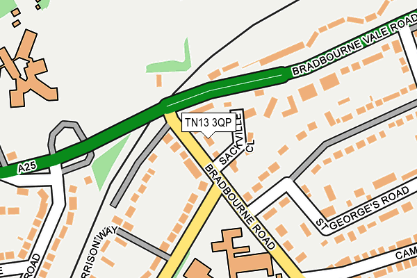 TN13 3QP map - OS OpenMap – Local (Ordnance Survey) TN13 3QP map - OS OpenMap – Local (Ordnance Survey)
