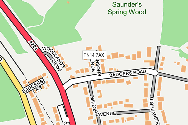 TN14 7AX map - OS OpenMap – Local (Ordnance Survey) TN14 7AX map - OS OpenMap – Local (Ordnance Survey)