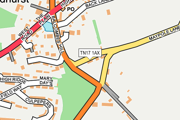TN17 1AX map - OS OpenMap – Local (Ordnance Survey) TN17 1AX map - OS OpenMap – Local (Ordnance Survey)