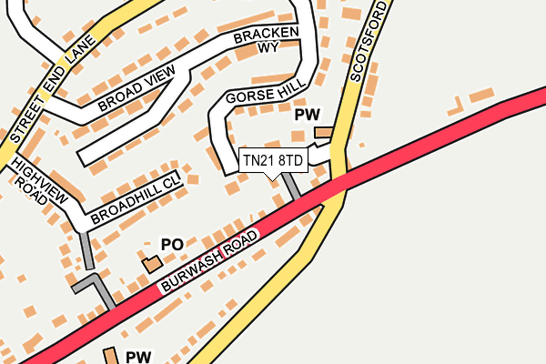 TN21 8TD map - OS OpenMap – Local (Ordnance Survey) TN21 8TD map - OS OpenMap – Local (Ordnance Survey)