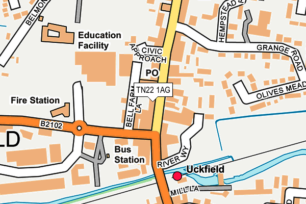 TN22 1AG map - OS OpenMap – Local (Ordnance Survey) TN22 1AG map - OS OpenMap – Local (Ordnance Survey)