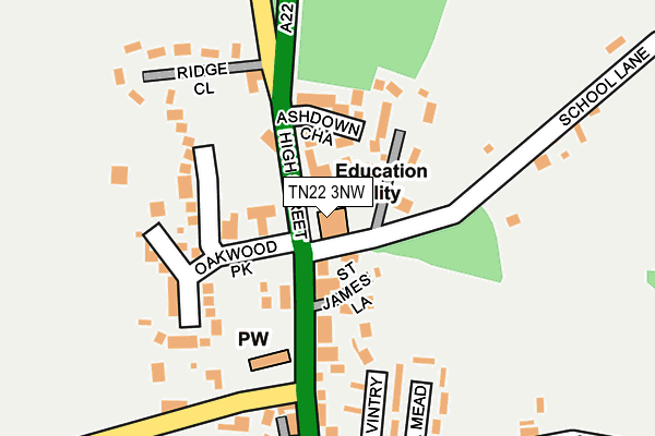TN22 3NW map - OS OpenMap – Local (Ordnance Survey) TN22 3NW map - OS OpenMap – Local (Ordnance Survey)