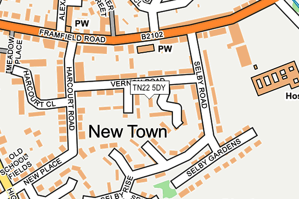 TN22 5DY map - OS OpenMap – Local (Ordnance Survey) TN22 5DY map - OS OpenMap – Local (Ordnance Survey)