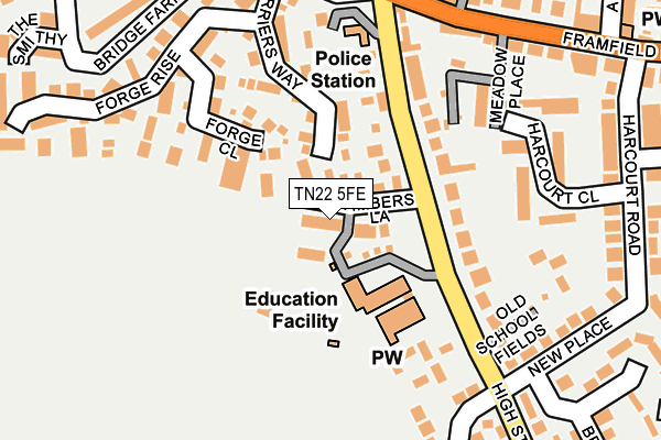 TN22 5FE map - OS OpenMap – Local (Ordnance Survey) TN22 5FE map - OS OpenMap – Local (Ordnance Survey)