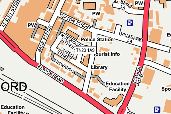 TN23 1AS map - OS OpenMap – Local (Ordnance Survey) TN23 1AS map - OS OpenMap – Local (Ordnance Survey)