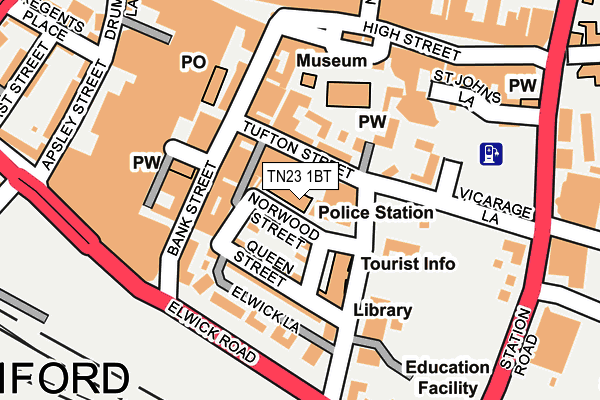 TN23 1BT map - OS OpenMap – Local (Ordnance Survey) TN23 1BT map - OS OpenMap – Local (Ordnance Survey)