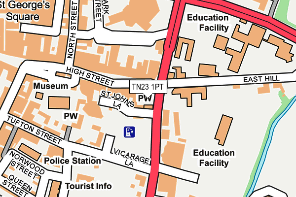 TN23 1PT map - OS OpenMap – Local (Ordnance Survey) TN23 1PT map - OS OpenMap – Local (Ordnance Survey)