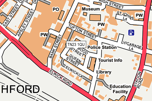 TN23 1QU map - OS OpenMap – Local (Ordnance Survey) TN23 1QU map - OS OpenMap – Local (Ordnance Survey)