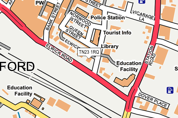 TN23 1RQ map - OS OpenMap – Local (Ordnance Survey) TN23 1RQ map - OS OpenMap – Local (Ordnance Survey)