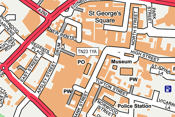 TN23 1YA map - OS OpenMap – Local (Ordnance Survey) TN23 1YA map - OS OpenMap – Local (Ordnance Survey)
