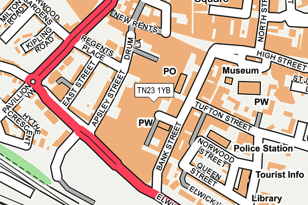 TN23 1YB map - OS OpenMap – Local (Ordnance Survey) TN23 1YB map - OS OpenMap – Local (Ordnance Survey)