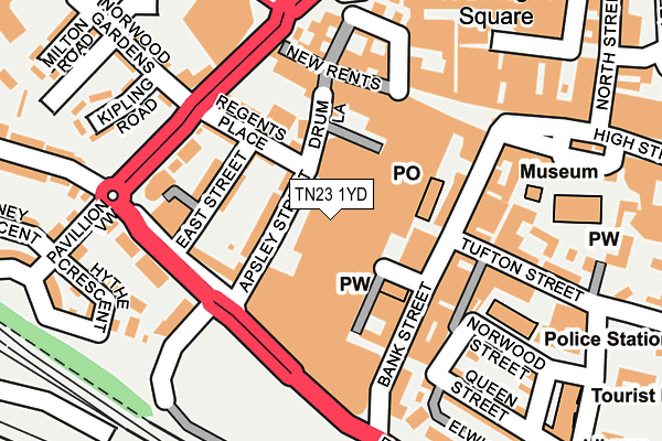 TN23 1YD map - OS OpenMap – Local (Ordnance Survey) TN23 1YD map - OS OpenMap – Local (Ordnance Survey)