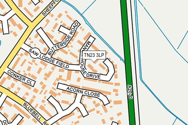 TN23 3LP map - OS OpenMap – Local (Ordnance Survey) TN23 3LP map - OS OpenMap – Local (Ordnance Survey)