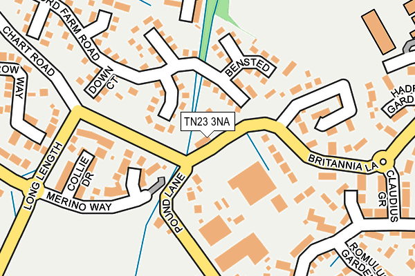 TN23 3NA map - OS OpenMap – Local (Ordnance Survey) TN23 3NA map - OS OpenMap – Local (Ordnance Survey)