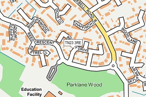 TN23 3RE map - OS OpenMap – Local (Ordnance Survey) TN23 3RE map - OS OpenMap – Local (Ordnance Survey)