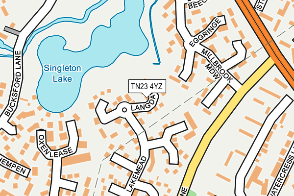 TN23 4YZ map - OS OpenMap – Local (Ordnance Survey) TN23 4YZ map - OS OpenMap – Local (Ordnance Survey)