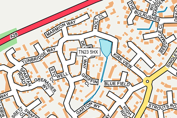 TN23 5HX map - OS OpenMap – Local (Ordnance Survey) TN23 5HX map - OS OpenMap – Local (Ordnance Survey)
