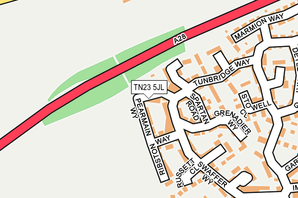 TN23 5JL map - OS OpenMap – Local (Ordnance Survey) TN23 5JL map - OS OpenMap – Local (Ordnance Survey)