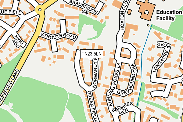 TN23 5LN map - OS OpenMap – Local (Ordnance Survey) TN23 5LN map - OS OpenMap – Local (Ordnance Survey)