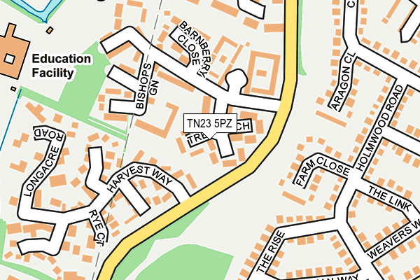 TN23 5PZ map - OS OpenMap – Local (Ordnance Survey) TN23 5PZ map - OS OpenMap – Local (Ordnance Survey)