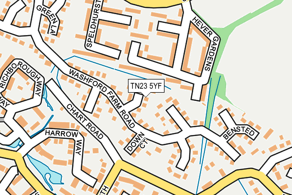 TN23 5YF map - OS OpenMap – Local (Ordnance Survey) TN23 5YF map - OS OpenMap – Local (Ordnance Survey)