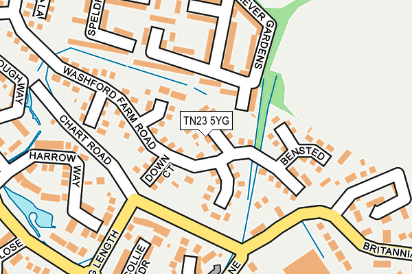 TN23 5YG map - OS OpenMap – Local (Ordnance Survey) TN23 5YG map - OS OpenMap – Local (Ordnance Survey)