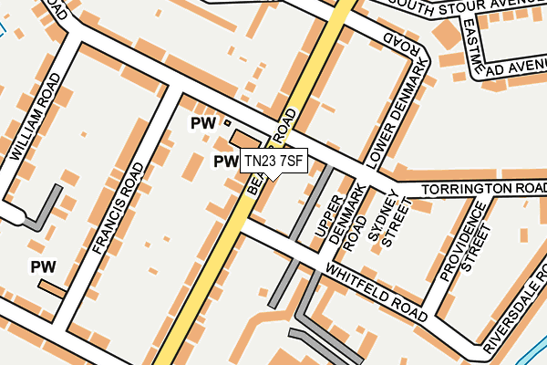 TN23 7SF map - OS OpenMap – Local (Ordnance Survey) TN23 7SF map - OS OpenMap – Local (Ordnance Survey)