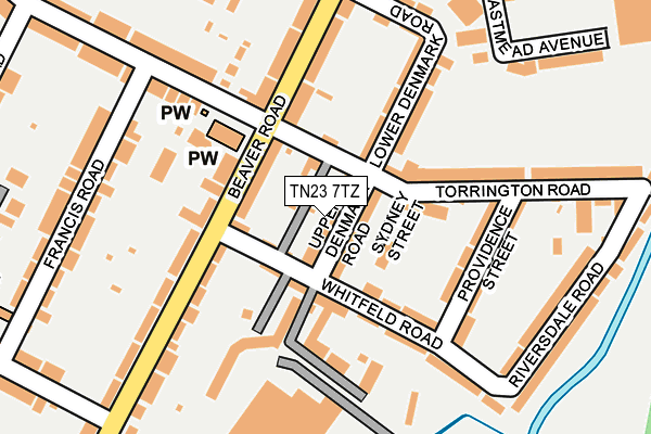 TN23 7TZ map - OS OpenMap – Local (Ordnance Survey) TN23 7TZ map - OS OpenMap – Local (Ordnance Survey)
