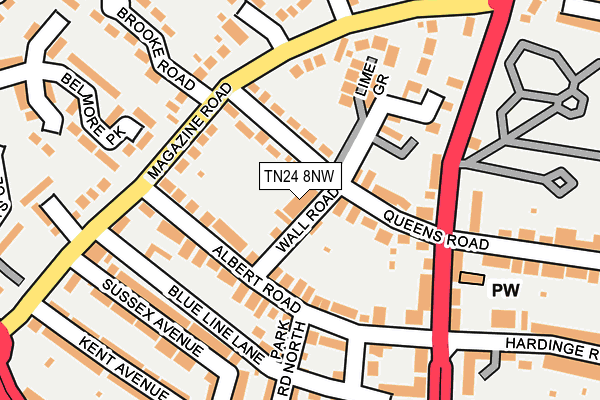 TN24 8NW map - OS OpenMap – Local (Ordnance Survey) TN24 8NW map - OS OpenMap – Local (Ordnance Survey)