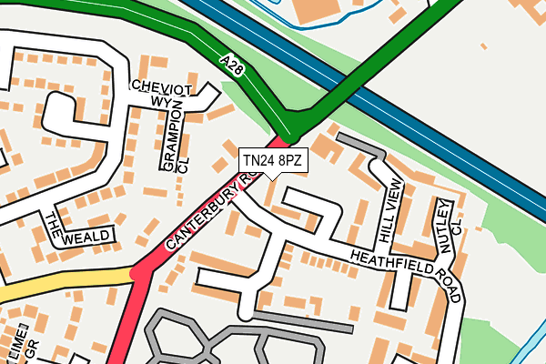 TN24 8PZ map - OS OpenMap – Local (Ordnance Survey) TN24 8PZ map - OS OpenMap – Local (Ordnance Survey)