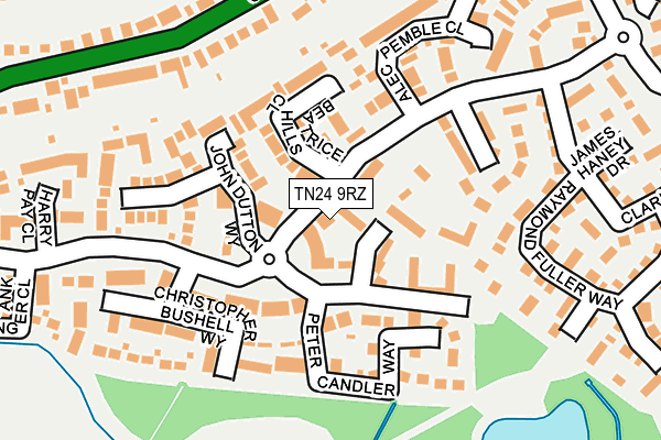 TN24 9RZ map - OS OpenMap – Local (Ordnance Survey) TN24 9RZ map - OS OpenMap – Local (Ordnance Survey)