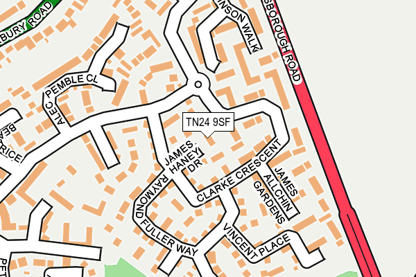 TN24 9SF map - OS OpenMap – Local (Ordnance Survey) TN24 9SF map - OS OpenMap – Local (Ordnance Survey)