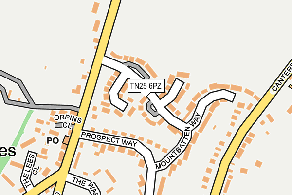 TN25 6PZ map - OS OpenMap – Local (Ordnance Survey) TN25 6PZ map - OS OpenMap – Local (Ordnance Survey)