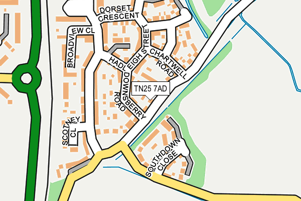 TN25 7AD map - OS OpenMap – Local (Ordnance Survey)