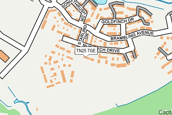 TN25 7GE map - OS OpenMap – Local (Ordnance Survey) TN25 7GE map - OS OpenMap – Local (Ordnance Survey)
