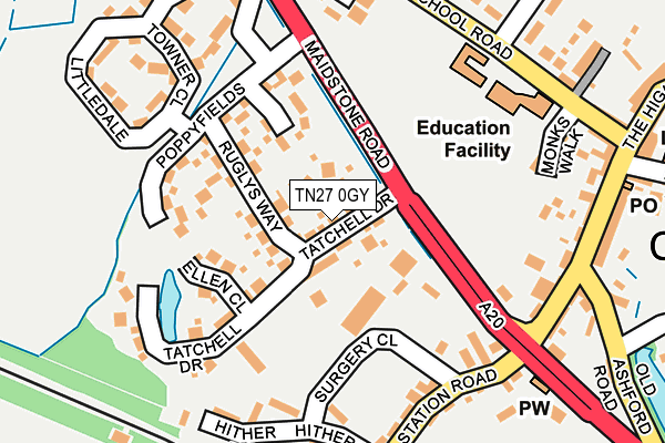 TN27 0GY map - OS OpenMap – Local (Ordnance Survey) TN27 0GY map - OS OpenMap – Local (Ordnance Survey)