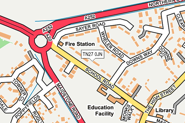 TN27 0JN map - OS OpenMap – Local (Ordnance Survey) TN27 0JN map - OS OpenMap – Local (Ordnance Survey)