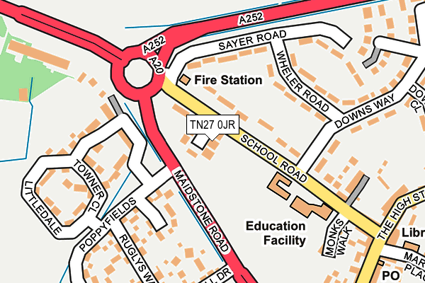 TN27 0JR map - OS OpenMap – Local (Ordnance Survey) TN27 0JR map - OS OpenMap – Local (Ordnance Survey)
