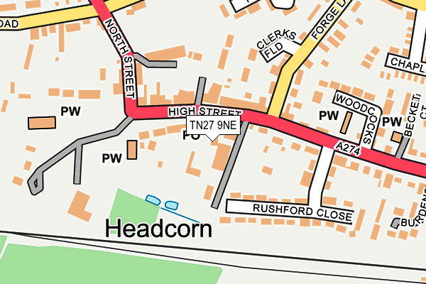 TN27 9NE map - OS OpenMap – Local (Ordnance Survey) TN27 9NE map - OS OpenMap – Local (Ordnance Survey)
