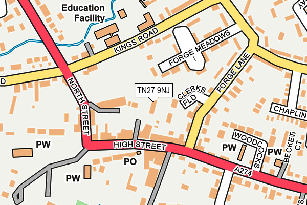 TN27 9NJ map - OS OpenMap – Local (Ordnance Survey) TN27 9NJ map - OS OpenMap – Local (Ordnance Survey)