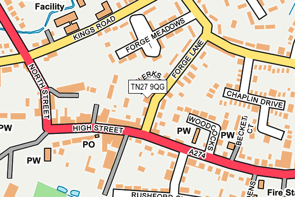 TN27 9QG map - OS OpenMap – Local (Ordnance Survey) TN27 9QG map - OS OpenMap – Local (Ordnance Survey)