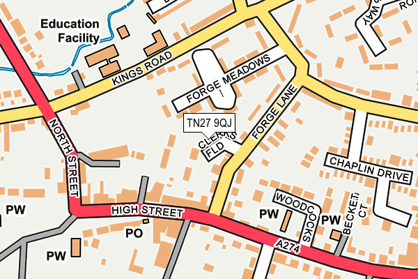 TN27 9QJ map - OS OpenMap – Local (Ordnance Survey) TN27 9QJ map - OS OpenMap – Local (Ordnance Survey)