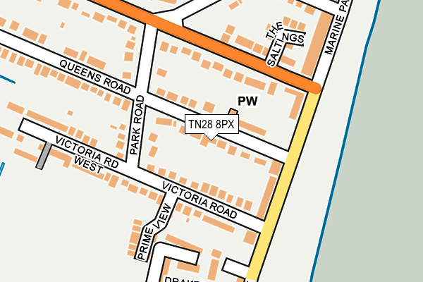 TN28 8PX map - OS OpenMap – Local (Ordnance Survey) TN28 8PX map - OS OpenMap – Local (Ordnance Survey)